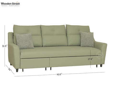 Elano 3-Seater Sofa Cum Bed | Pull-Out Mechanism (Green)