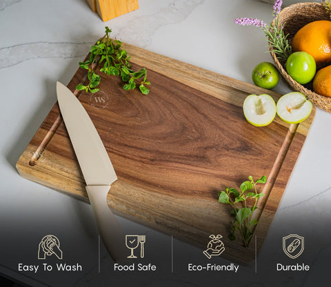 Grove Large Mango Wood Handcrafted Non Slip Chopping Board For Kitchen