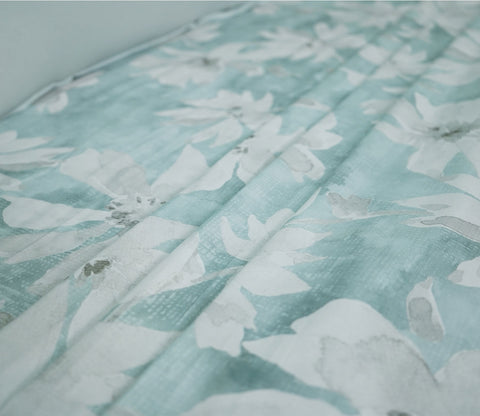 Blossom Flat Cotton Bed Sheet King Size with 2 Pillow Covers (Blue)