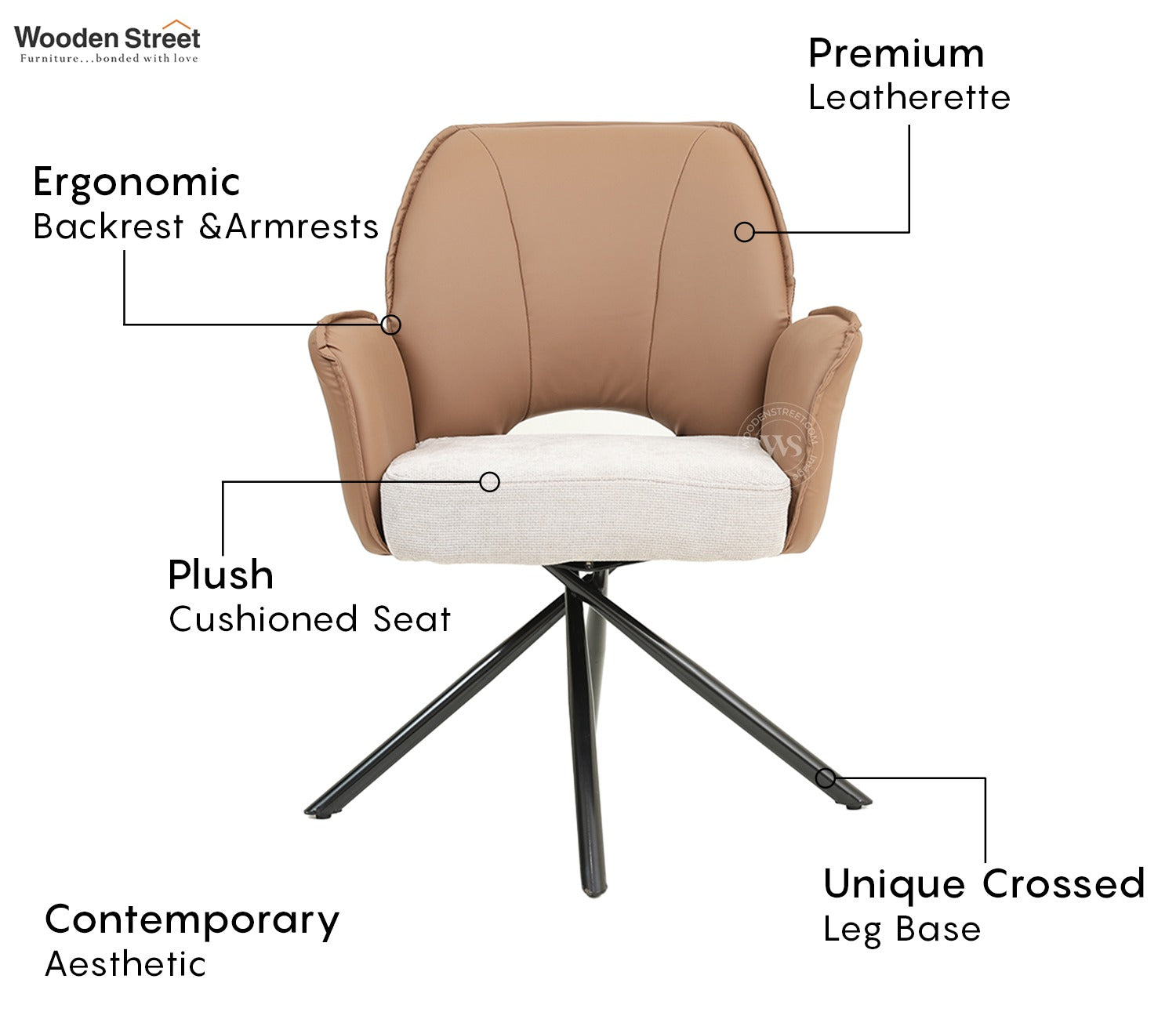 Hokku Versatile Dual-Tone Swivel Chair for Dining & Lounge (Brown)