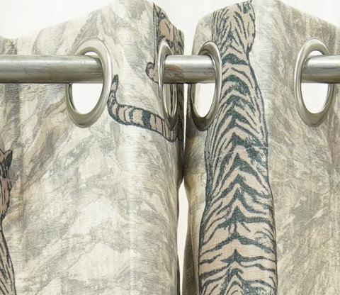 Leopard Print Light-Filtering Door Curtains Set of 2 (Grey, 7 Feet)