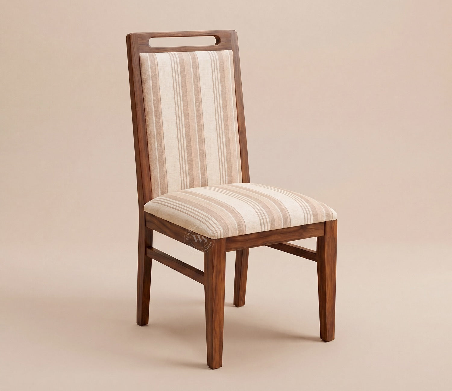 Taylor 6 Seater Dining Set with Tim Extendable Table and Hazel Dining Chair | Extendable from 4 to 6 Seater | Cream Stripe Fabric Cotton (Honey Finish)