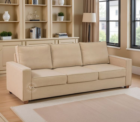 Albus 3 Seater Fabric Sofa (Cotton, Irish Cream)