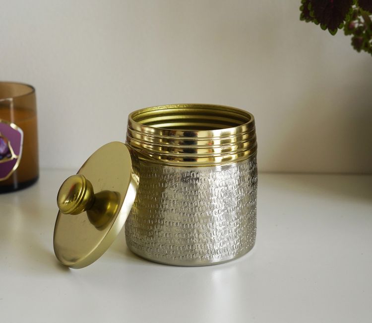 Neysa Hammered Gold and Silver Cotton Jar