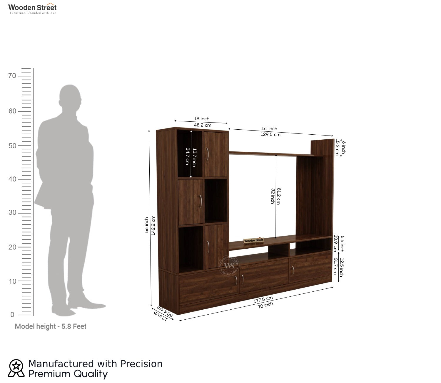 Wayne Engineered Wood TV Unit With Cabinets (Columbian Walnut Finish)