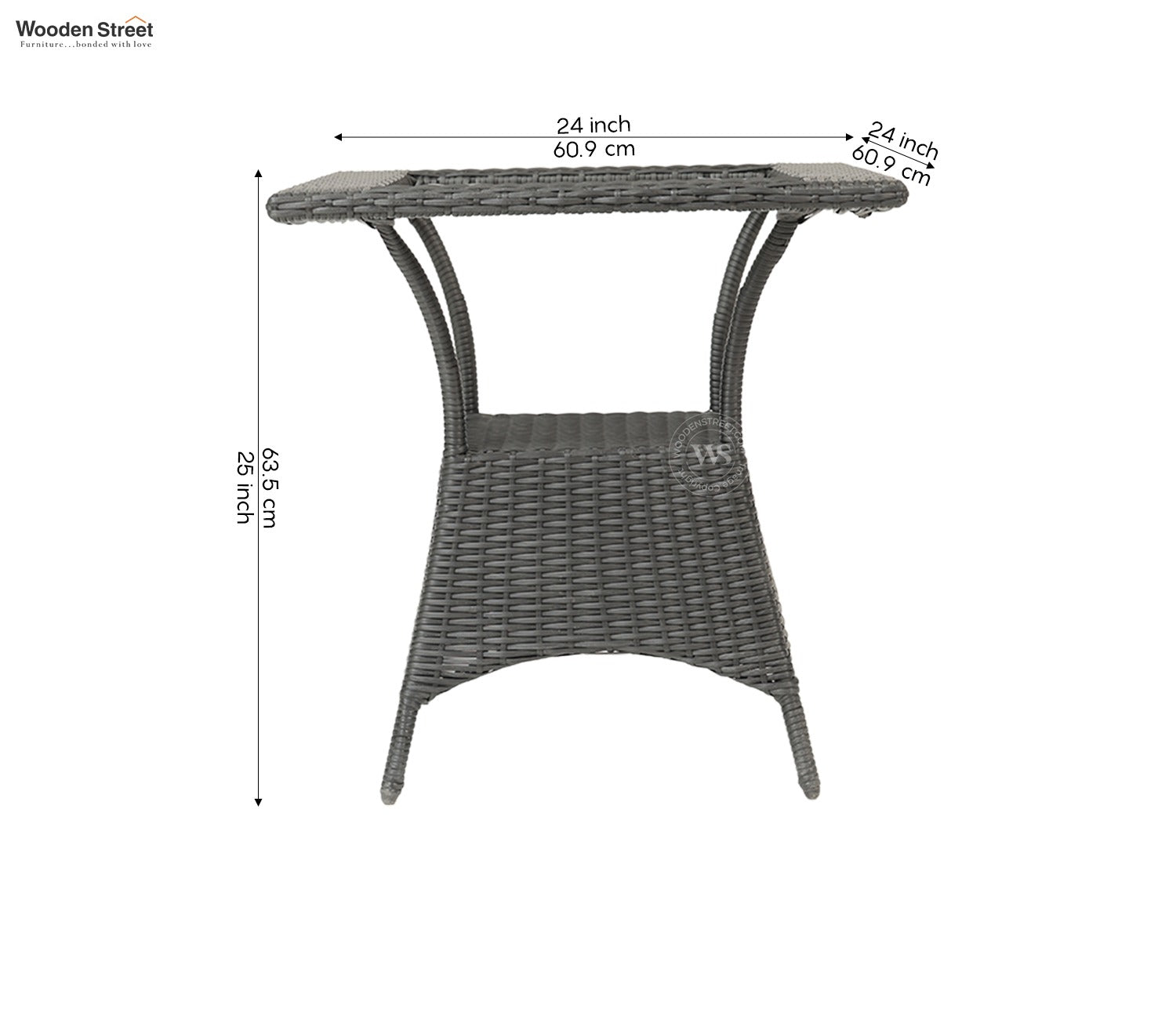 Vatican Wicker Outdoor Garden Table Small (Black)