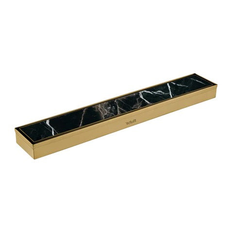 Trueliving Home Brown Tile Insert Shower Drain Channel (24 x 2 Inches) YELLOW GOLD PVD Coated