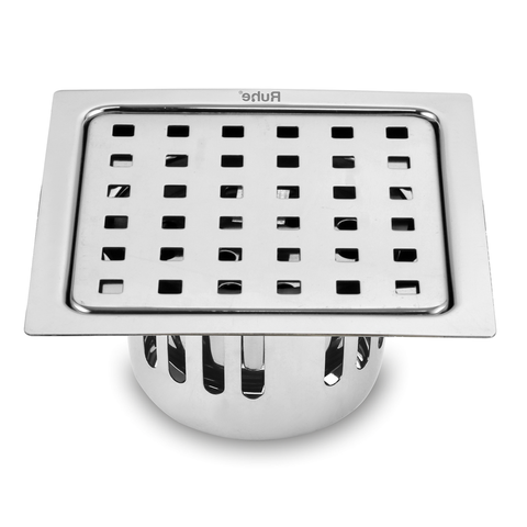 Trueliving_Fire Silver Square 304-Grade Floor Drain with Cockroach Trap (5 x 5 Inches)