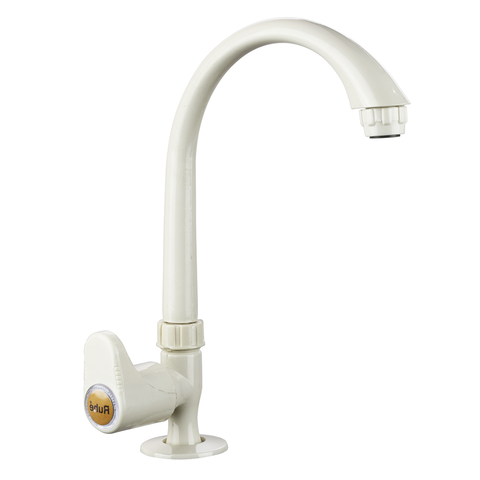 Truliving_City PTMT Swan Neck with Swivel Spout Faucet White 15 MM