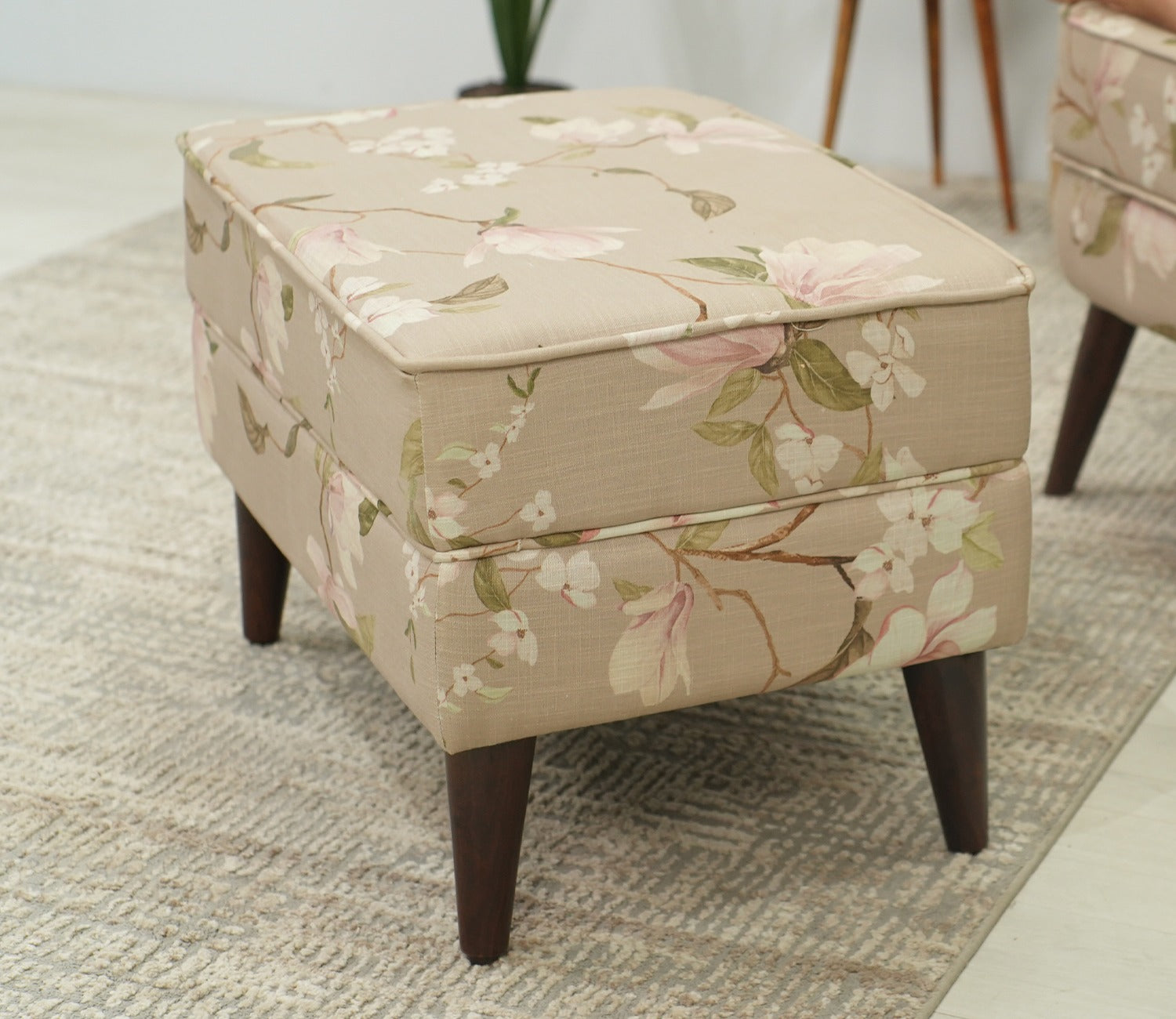 Claudia Ottoman Pouffe (Cotton, Magnolia Beige)