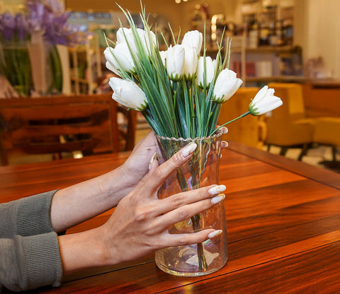 Sunlit Glass Flower Vase