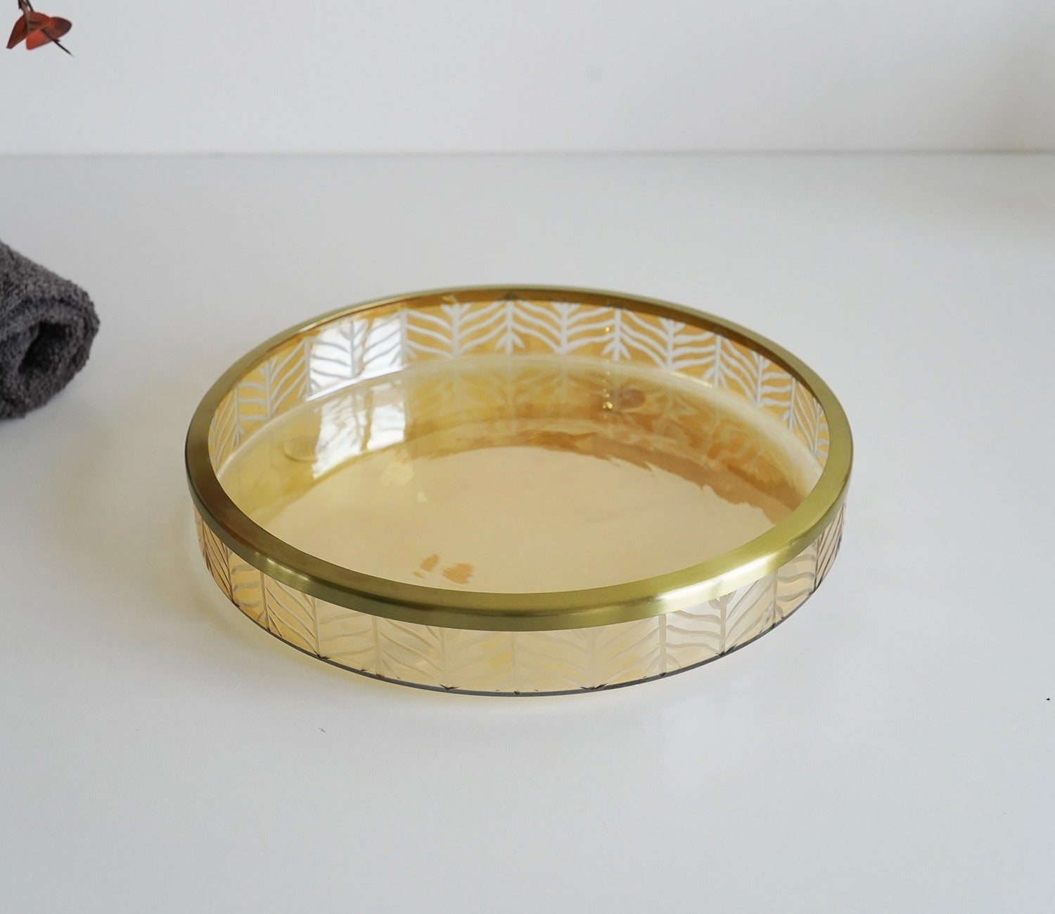 Portia Herringbone Gold And Amber Luster Tray