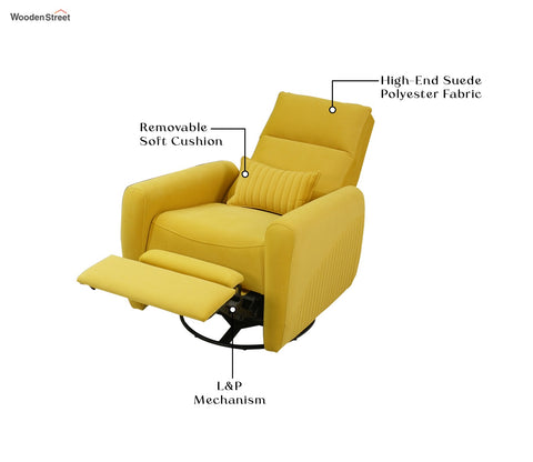 Nivaan Suede Rocking Revolving Motorized Recliner R3 (Yellow)