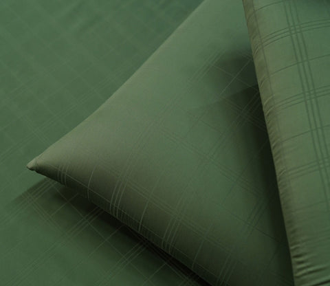 300 TC Flat Double Bed Sheet-Organic Dobby Bamboo Queen Size Bed Sheet with 2 Pillowcases (Avocado Green)