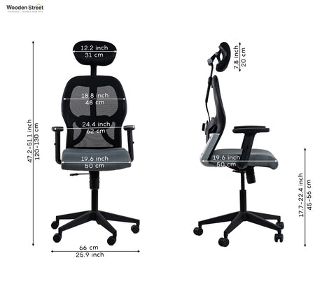Auriga High Back Mesh Ergonomic Office Chair (Grey)