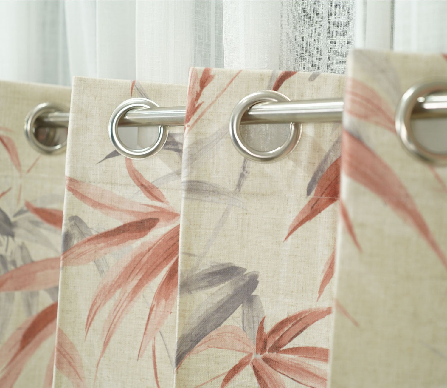 Fern 1 Piece Light-Filtering Curtain (Peach, 7 Feet)