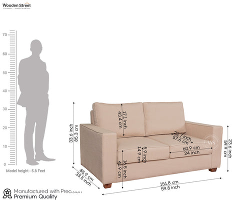Albus 3+2 Seater Fabric Sofa Set (Cotton, Irish Cream)