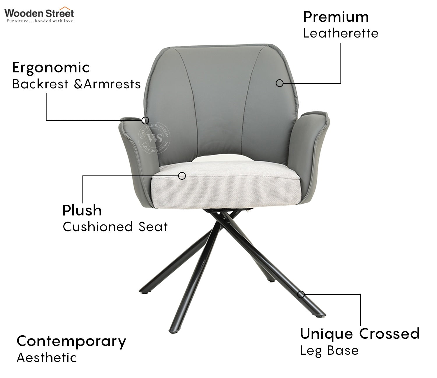 Hokku Versatile Dual-Tone Swivel Chair for Dining & Lounge (Grey)