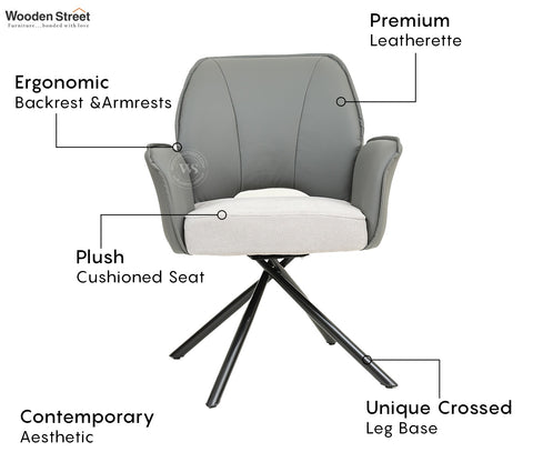 Hokku Versatile Dual-Tone Swivel Chair for Dining & Lounge (Grey)