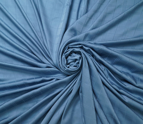 Dobby Checks Organic Bamboo 300 TC 2 Pillowcases and 1 Fitted Bedsheet (Blue, Queen Size)