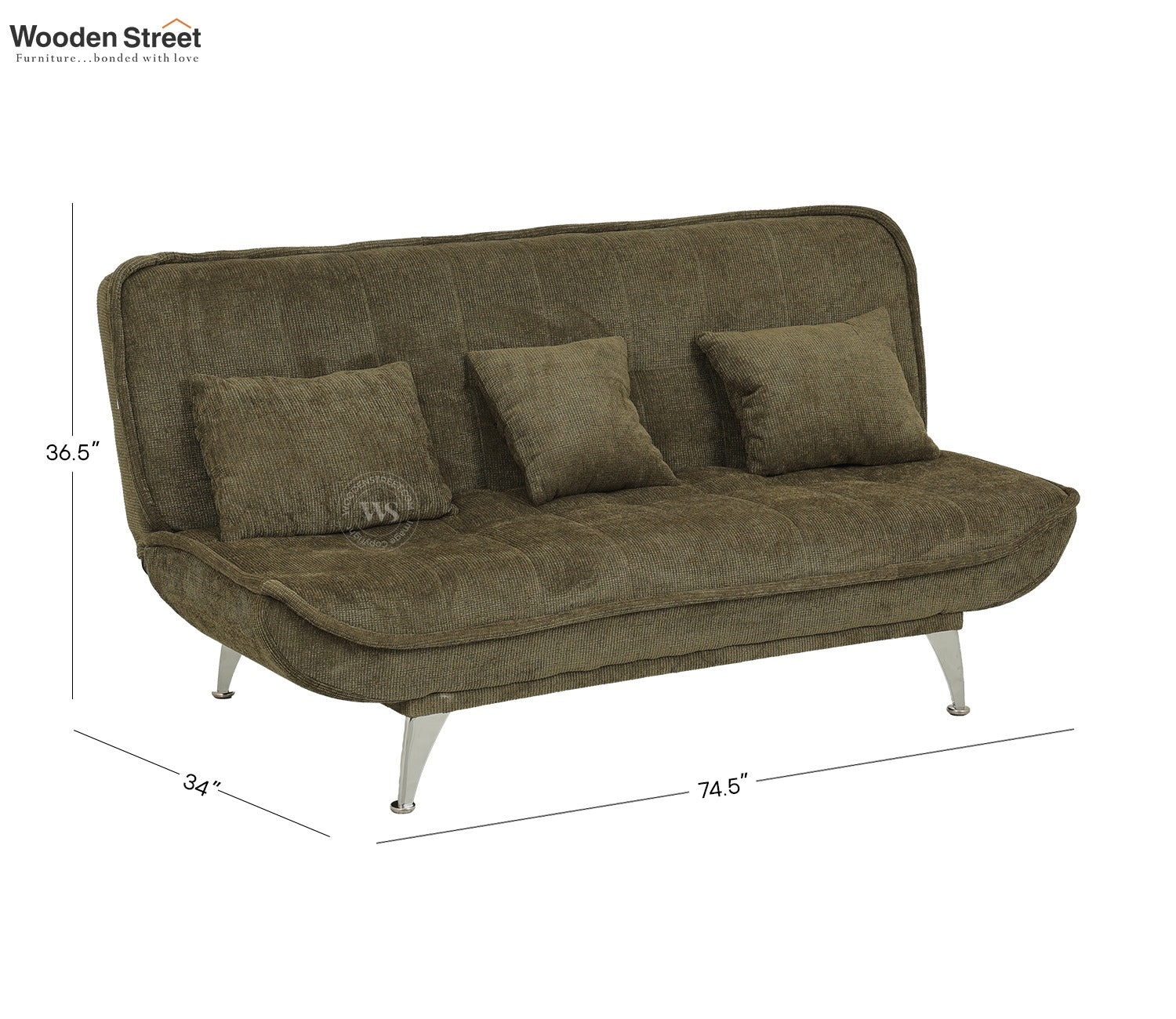 Bastion Premium Upholstery Fabric Sofa cum Bed (Green)