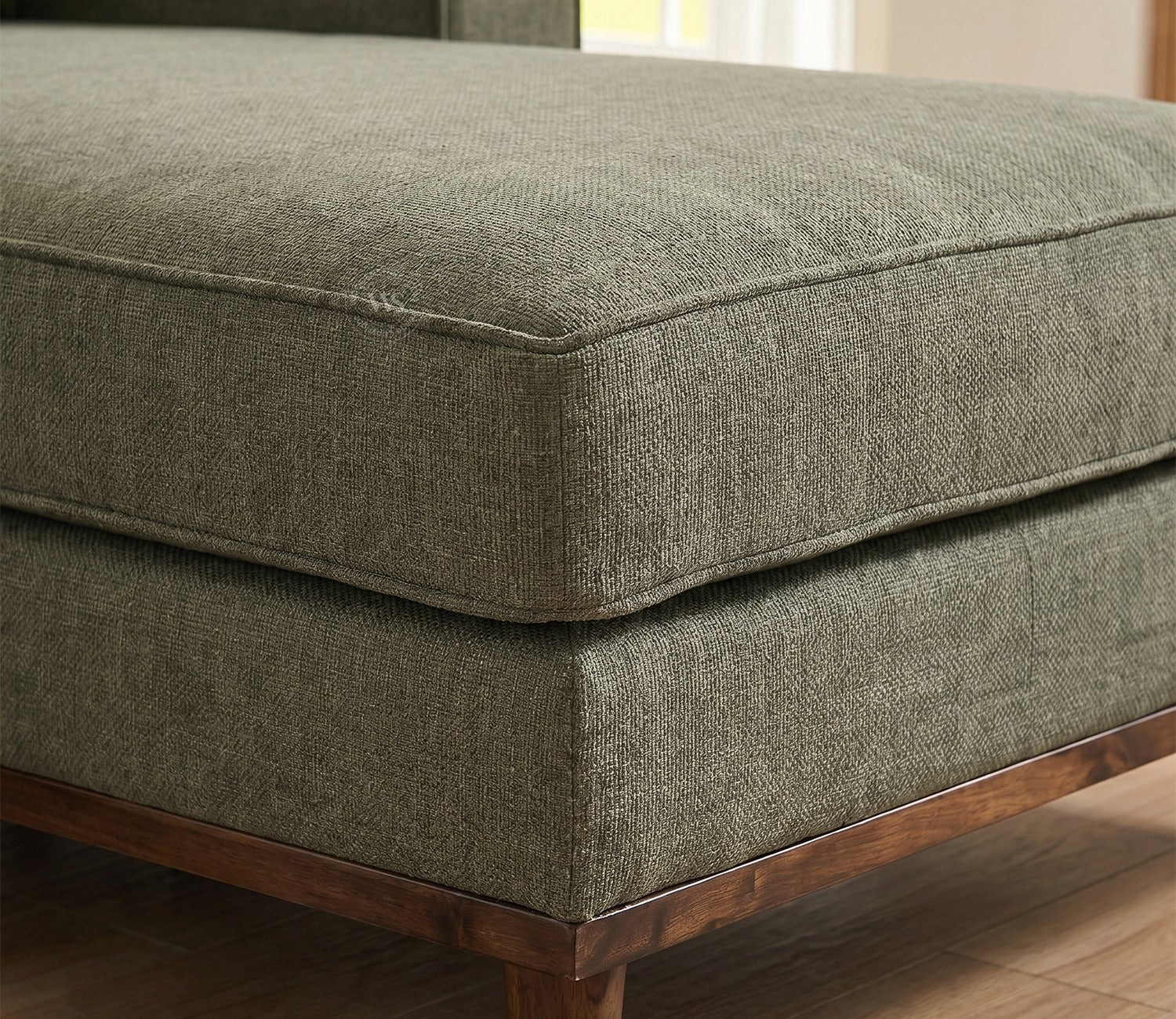 Ashion Premium Left Aligned L Shape Sofa with Built-in Side Wooden Deck (Sage Green)