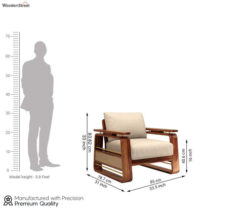 Vedic 3+1+1 Sheesham Wood Sofa Set With Cane and Brass Detailing (Honey Finish, Jade Ivory)