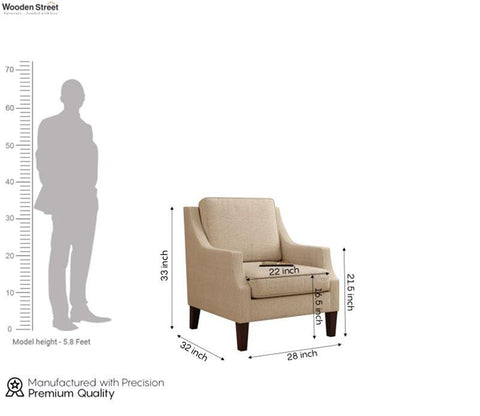 Minerva Premium Upholstered Lounge Chair With Cushioned Seat (Jade Ivory, Walnut Finish)