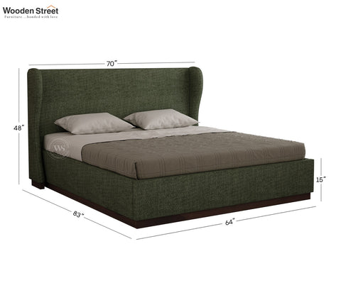 Adhiraj Luxurious Fabric Hydraulic Storage Bed with Plush Wingback Headboard (Queen Size, Sage Green)