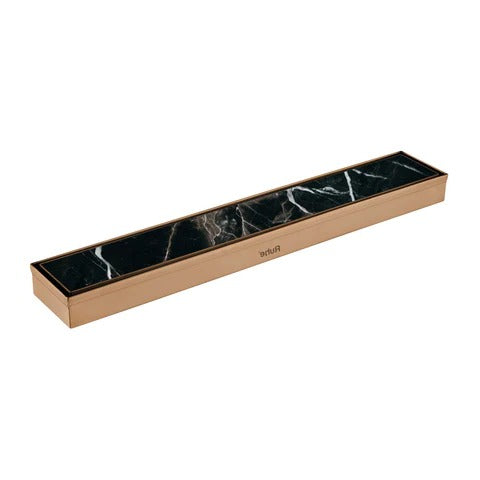 Trueliving Home Brown Tile Insert Shower Drain Channel (12 x 2 Inches) ROSE GOLD PVD Coated