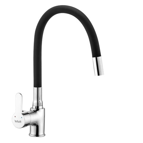 Trueliving Classy Pavo Single Lever Table Mount Sink Mixer with Silicone Black Flexible Spout20 Inches