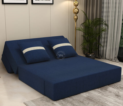 Voltz Fabric Sofa Cum Bed (72 x 46 Inch, Azure Blue)