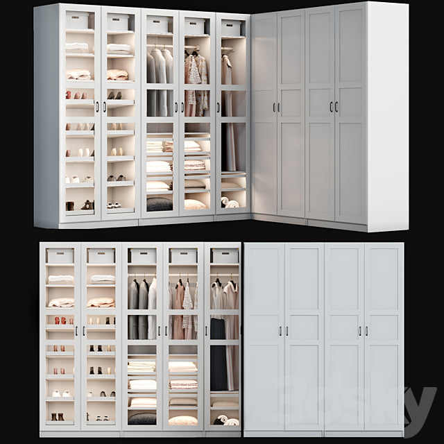 Trueliving 5 Cabinet Open Designer wardrobes Laminated Finish & PU Finish 8Ft *2Ft *9Ft -2438.4MM X 609MM X 2743.2MM)