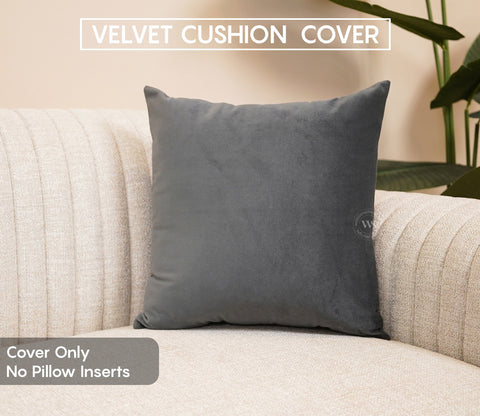 Cupid Velvet Cushion Covers - Pack of 5 (18 x 18 Inch, Graphite Grey)
