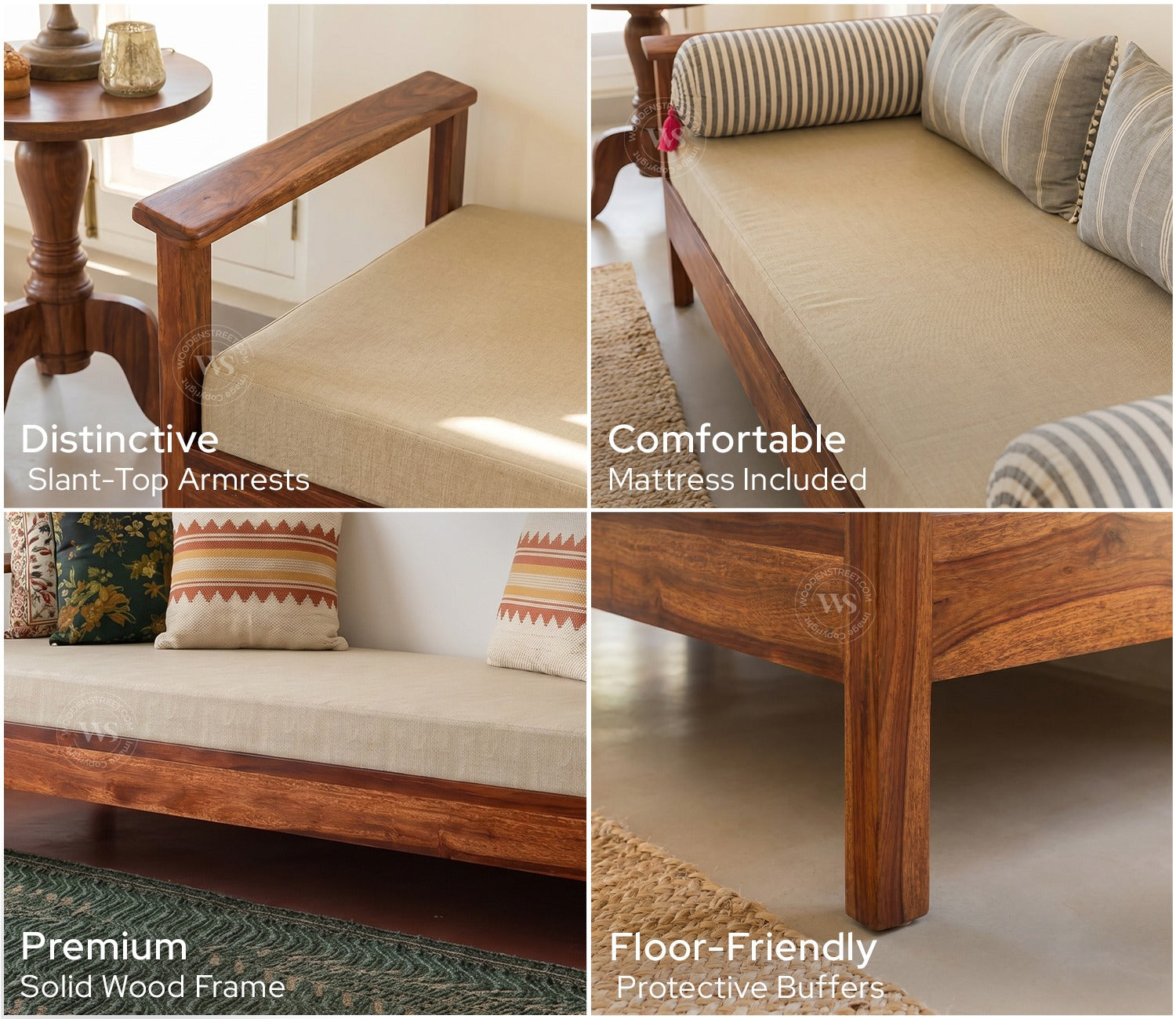 Leona Divan with Mattress (Honey Finish)