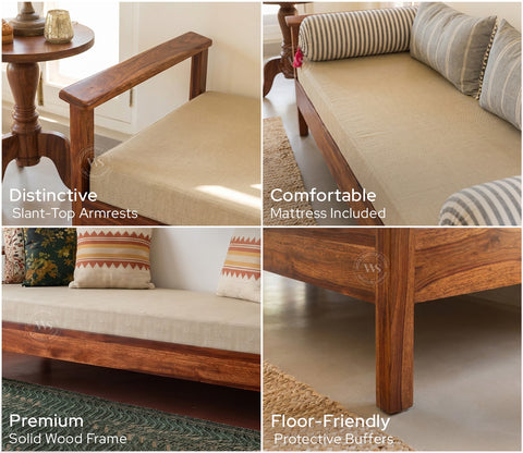 Leona Divan with Mattress (Honey Finish)