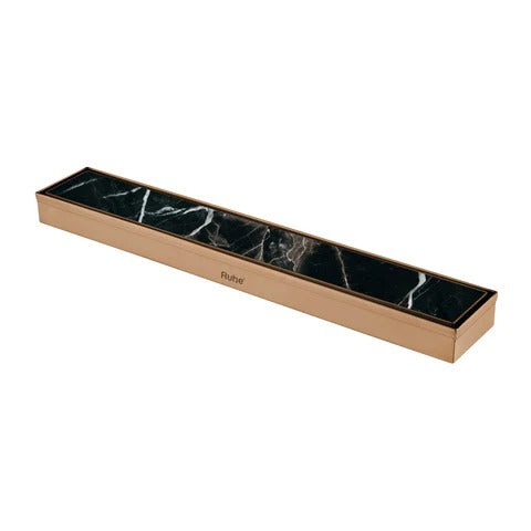 Trueliving Home Brown Tile Insert Shower Drain Channel (12 x 2 Inches) ROSE GOLD PVD Coated