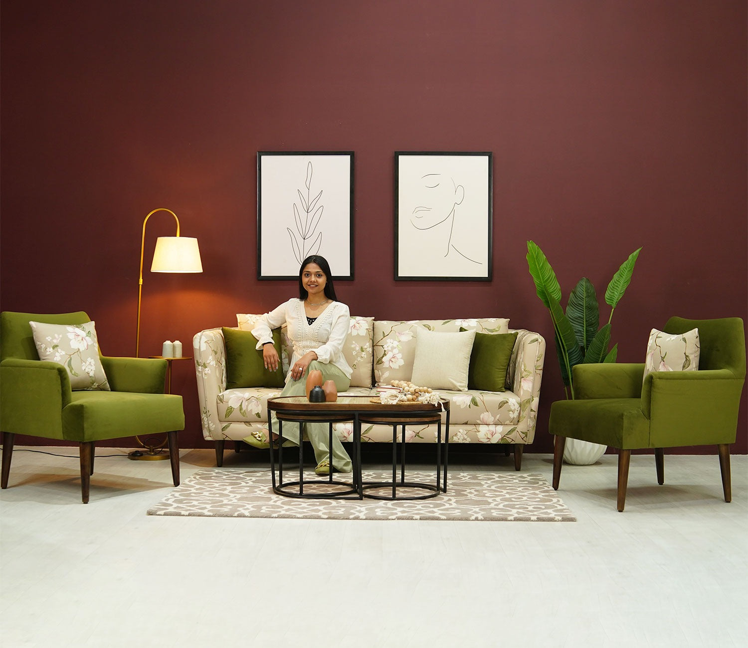 Oxford 3 Seater Fabric Sofa (Cotton, Magnolia Beige)