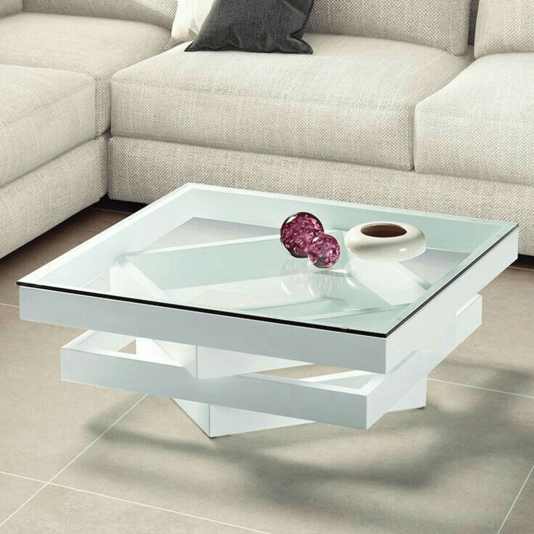 Trueliving Clasyy White Coffee Table Living Room H 14 x W 33 x D 33(6