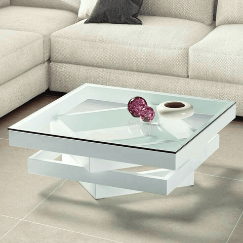 Trueliving Clasyy White Coffee Table Living Room H 14 x W 33 x D 33(6