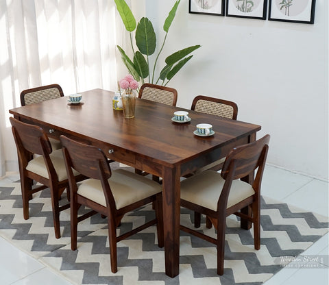 Mcbeth - Trois 6 Seater Dining Set (Honey Finish)