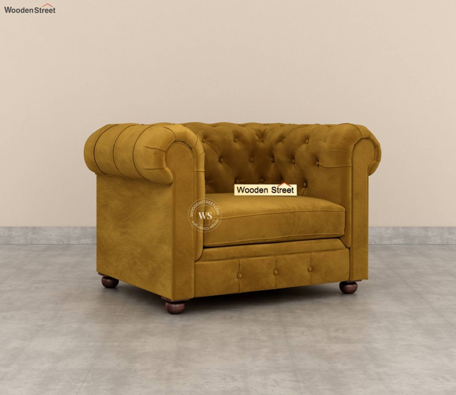 Henry 1 Seater Sofa (Velvet, Chestnut Brown)
