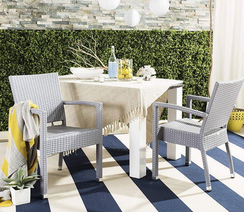Silver Grey Rattan And Wicker Patio Chair (Set Of 2)