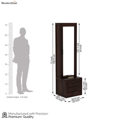 Aberdeen Sheesham Wood Dressing Table with Mirror and Drawers (Walnut Finish)