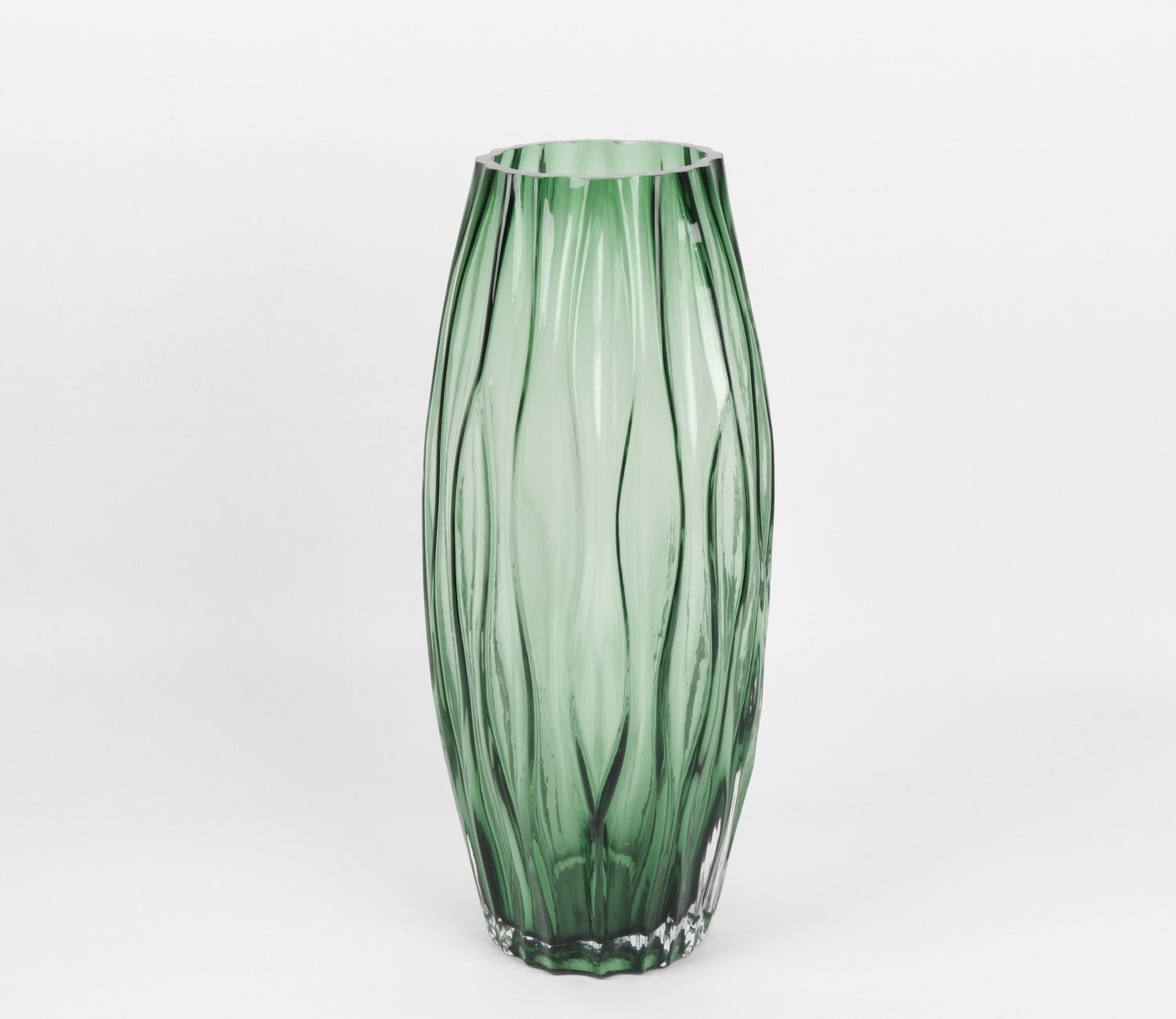 Greenwish Diamnond Textured Vase (Dark Green, L)