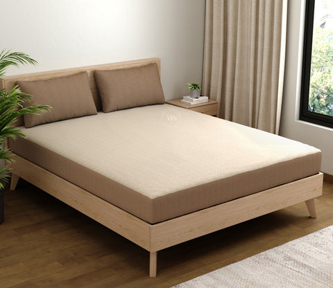 Matrix Ultra Soft Melange Cotton Breathable Hypoallergenic Waterproof Mattress Protector (King Size, Cream, 72 x 72 Inches)