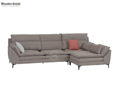 Arnett Premium L shape Fabric Sofa (Brown)