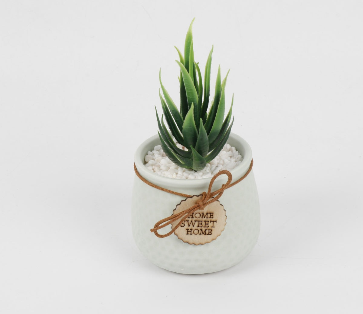 Bloomify Ceramic Pot With Artificial Flowers (Light Green)