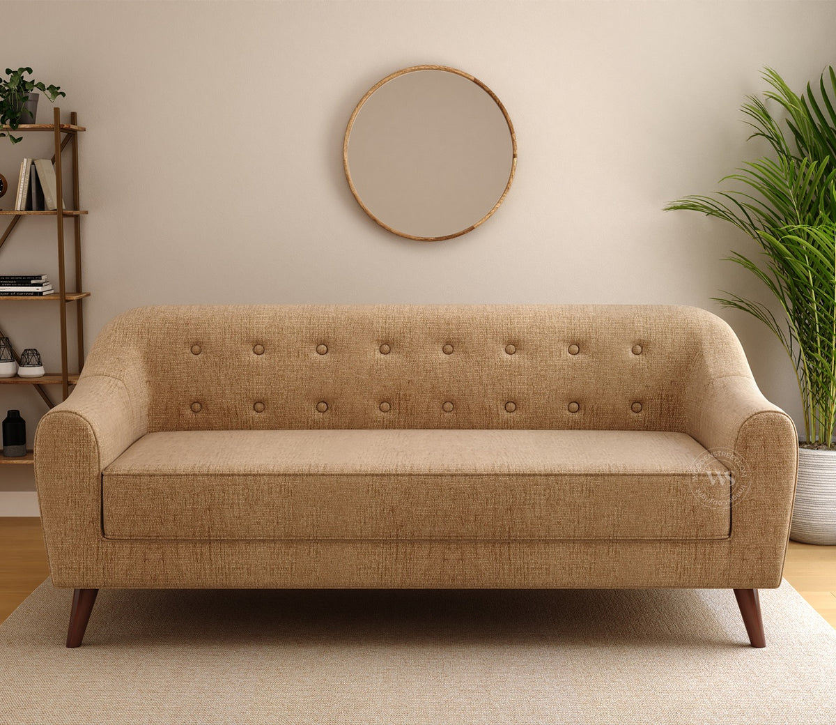 Sibert 3 Seater Fabric Sofa (Beach Cream)