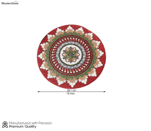 Multicolour Cotton Braided Round Table Placemats - Set of 6